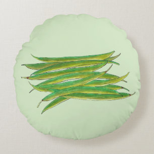 Långa Gröntar Bönor Vegetable Garden Veggies Veg Rund Kudde