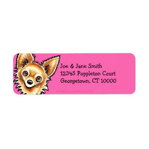 Långa Haired Chihuahuashock rosa Returadress Etikett
