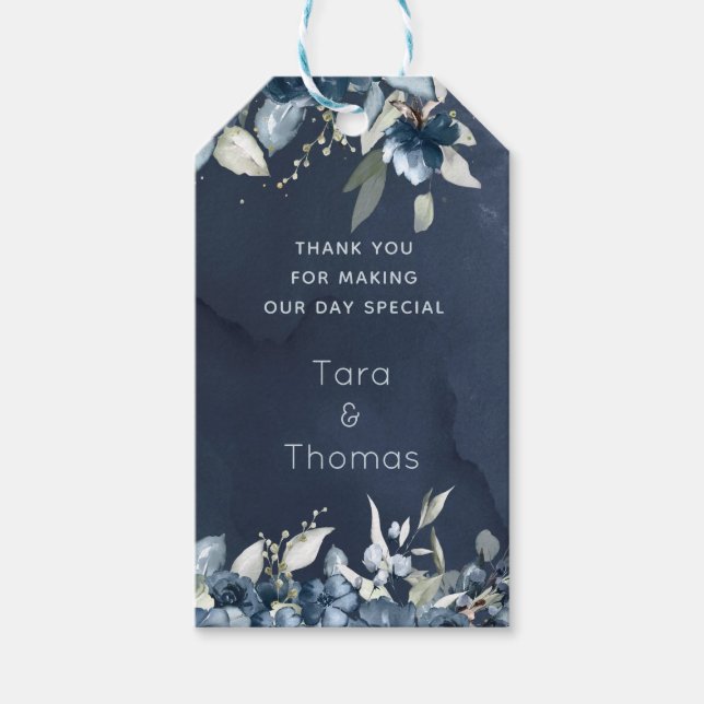 Långa Märkre i Cascading Ro Wedding Favor Gift Presentetikett (Framsidan)