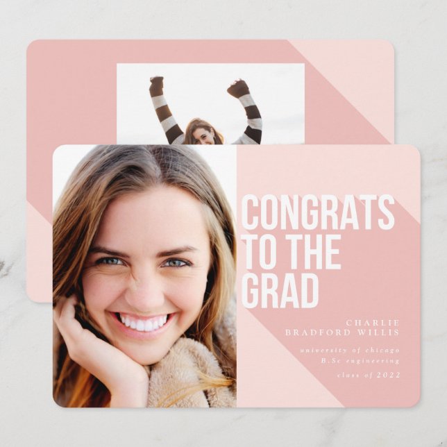 LÅNGA SKUGGOR GRATULERARA FÖR  ROSA AV KLASS INBJUDNINGAR (Fram/baksida)