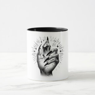 Långa svarta naglar & Kristallenergi Magi Vintage Mugg