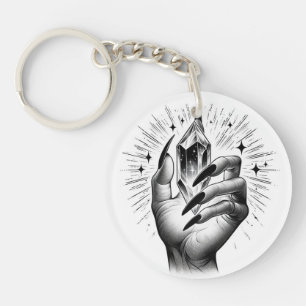 Långa svarta naglar & Kristallenergi Magisk Vintag