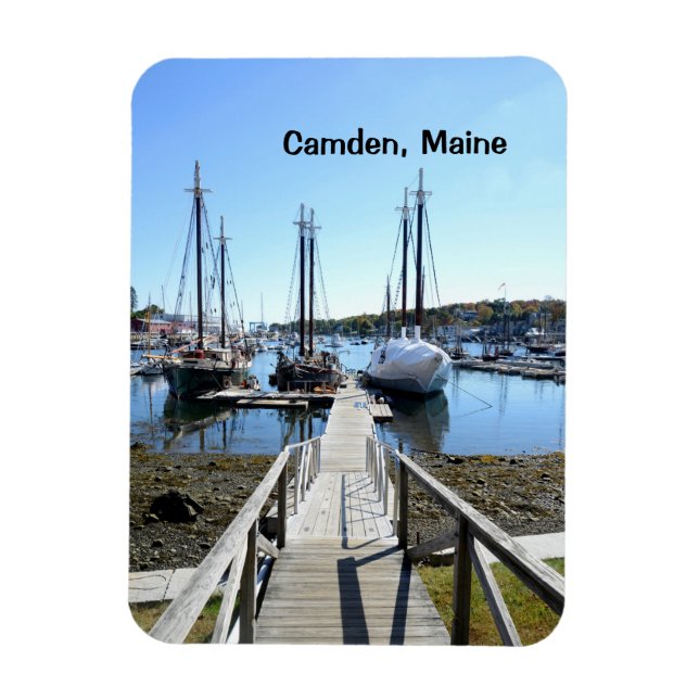 Långa trädocka i hamnen i Camden, Maine Magnet (Vertikal)