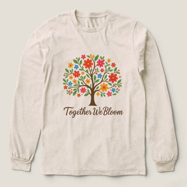 Långärmad Blommig Trädshirt T Shirt (Design framsida)