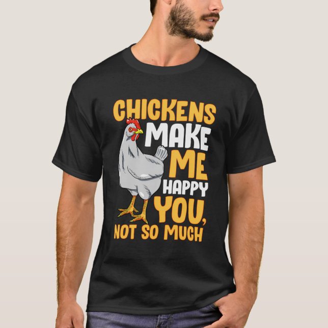 Långärmad Chickens gör mig till Lycklig T-Shirt Pe (Framsida)