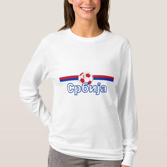 Långärmad för damer för Serbia fotbollfotboll 2010 Tee Shirt (Framsida)