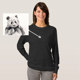 Långärmad för fotooffert för dam Mörk Färgad T Shirt