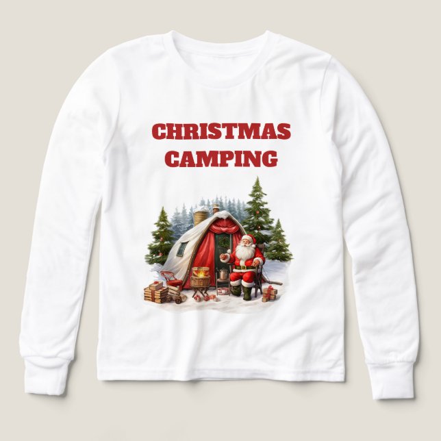 Långärmad för julcamping Boys T Shirt (Design framsida)