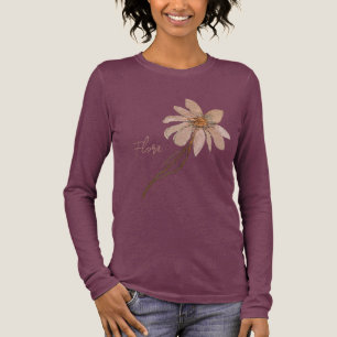 Långärmad för mjuk Lila och Glitter Rosa Blommigt T Shirt