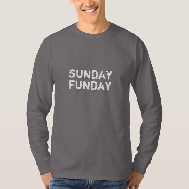 Långärmad för söndagFunday besättning Tee Shirt (Framsida)