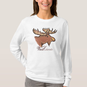 Långärmad för Vail Colorado enkel älgdamer Tee Shirt
