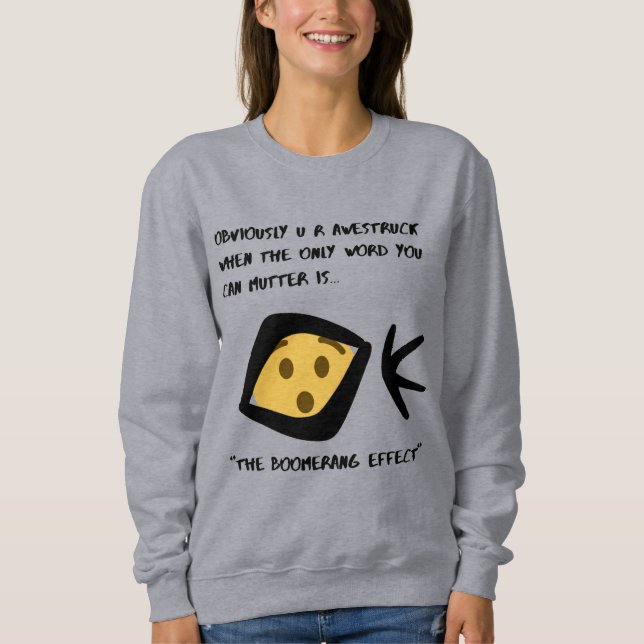 Långärmad Grått-'Awerike' Basic Boomeranged T Shirt (Framsida)