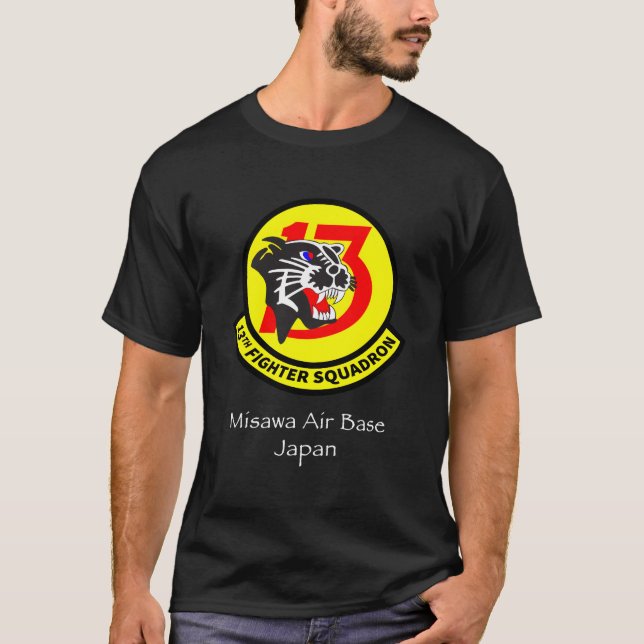 Långärmad Misawa Luft bas 13th Fighter Squadron T Shirt (Framsida)