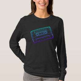 Långärmad Neon Blue Lila Cassette Tape T Shirt