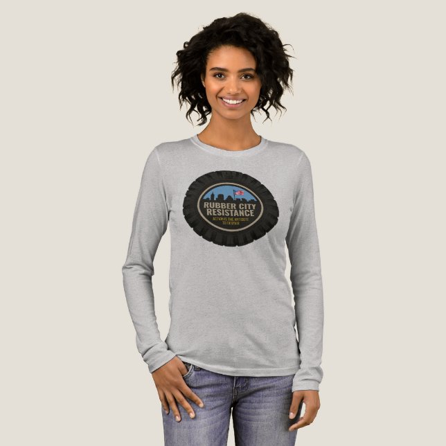 långärmad Rubber City Resistance för kvinnor T Shirt (Hel framsida)
