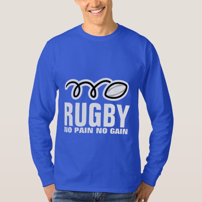 Långärmad Rugby-tröja | ingen smärta ingen vinst T-shirt (Framsida)