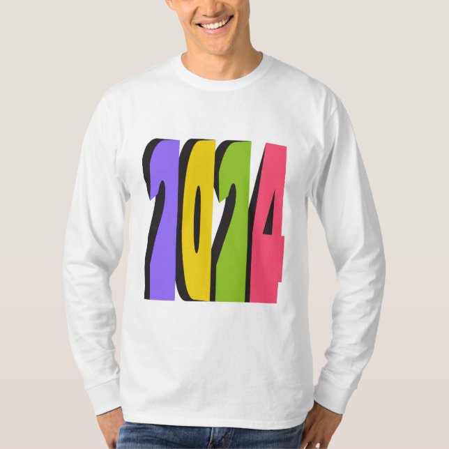 Långärmad Shirts design senast 2024-års nummer T Shirt (Framsida)