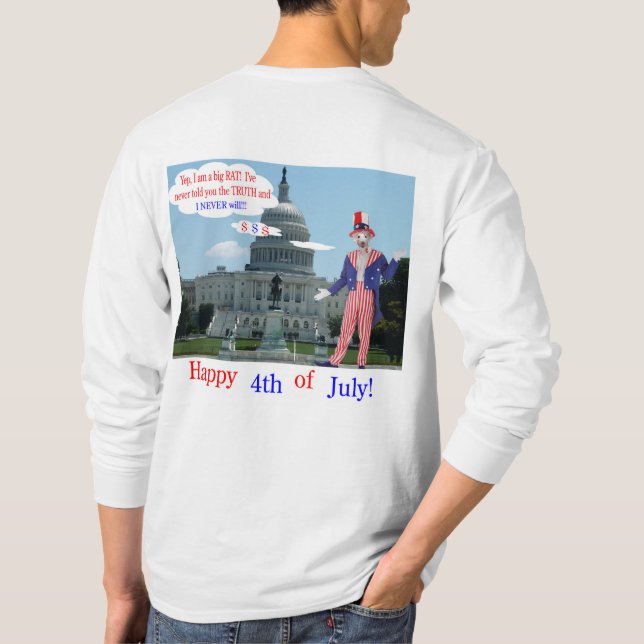 långärmad T. Lycklig 4:e råtta/farbror sam T Shirt (Baksida)