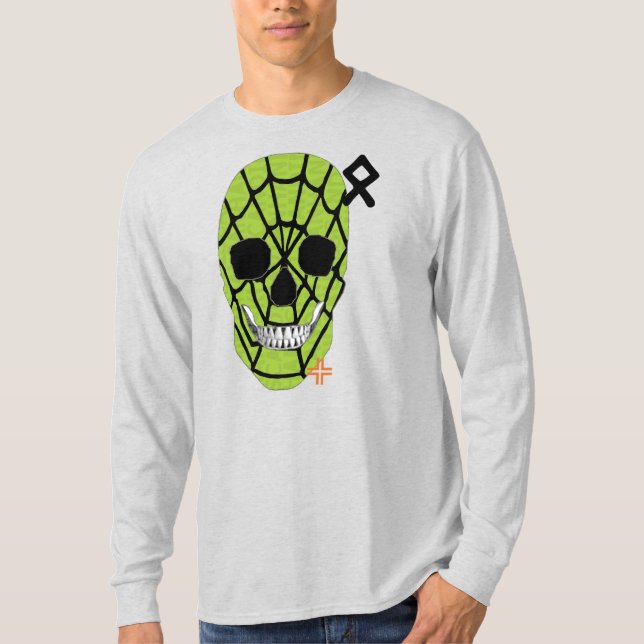 Långärmad T-Shirt B2-Grönt för HANDSKULL-Webben (Framsida)