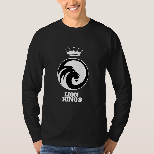 Långärmad T-Shirt Black White Lejona Kung (Framsida)