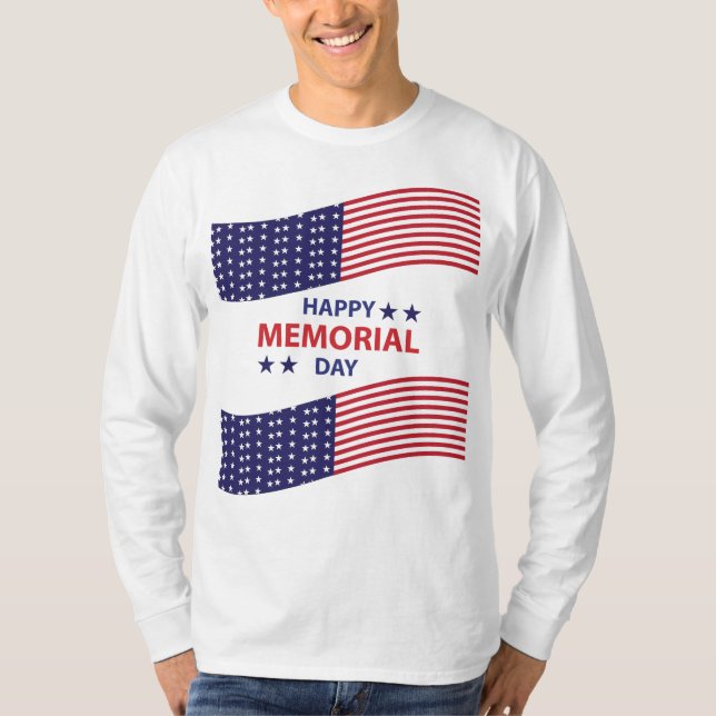 Långärmad T-Shirt för minnesdagen lycklig (Framsida)