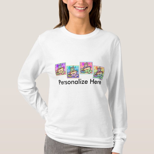 Långärmad t-shirt - Popkonst Hot Dog med Chips  (Framsida)
