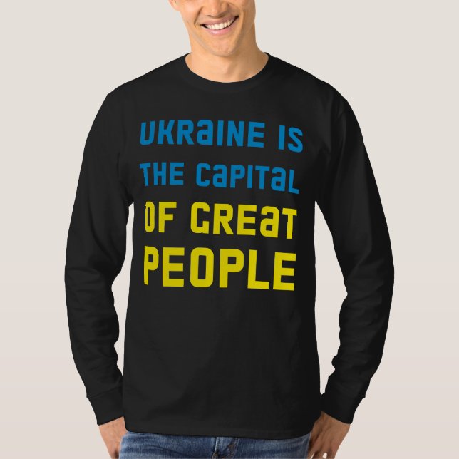 Långärmad T-Shirt Ukraina är huvudstad (Framsida)