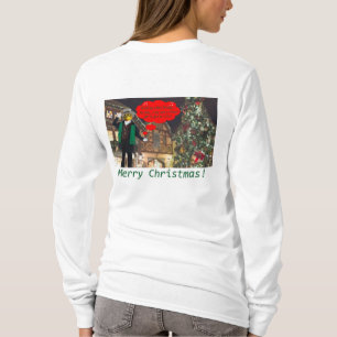 långärmad till kvinnor. God jul/tjurfäktning T Shirt