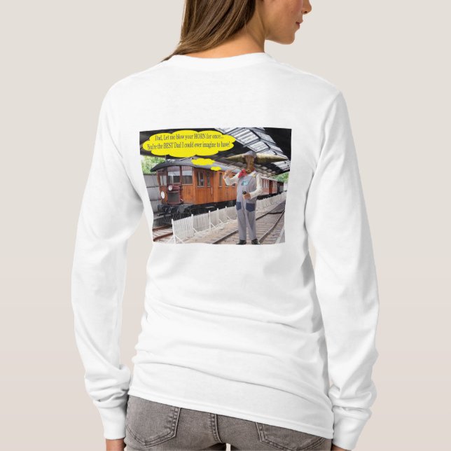 långärmad till kvinnor. Lycklig Fars dag ko/ko/ T Shirt (Baksida)