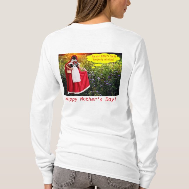 långärmad till kvinnor. Lycklig Mors dag. lera T Shirt (Baksida)