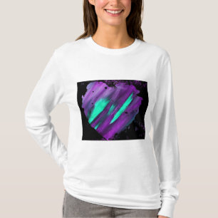 Långärmad Tshirt Lila Abstrakt Heart T Shirt