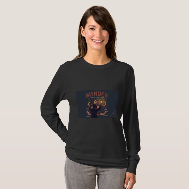 Långärmad Wander-grafisk skjorta T Shirt (Hel framsida)