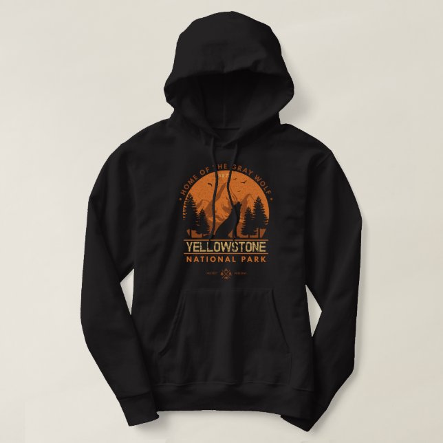 Långärmad Yellowstone T-Shirt Vild Howling Grått Hoodie (Design framsida)