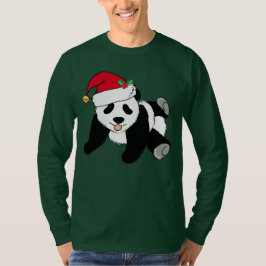 Långärmaden Cute jul Panda Bear Santa T Shirt