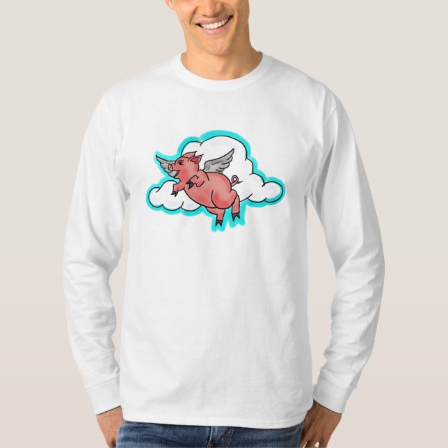 Långärmaden för flygande gris killar t-shirt (Framsida)