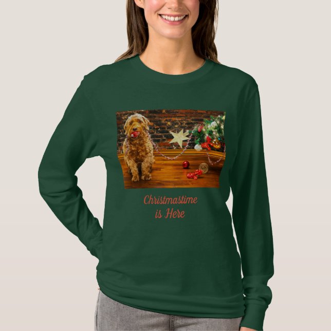 Långärmaden goldendoodle t shirt (Framsida)