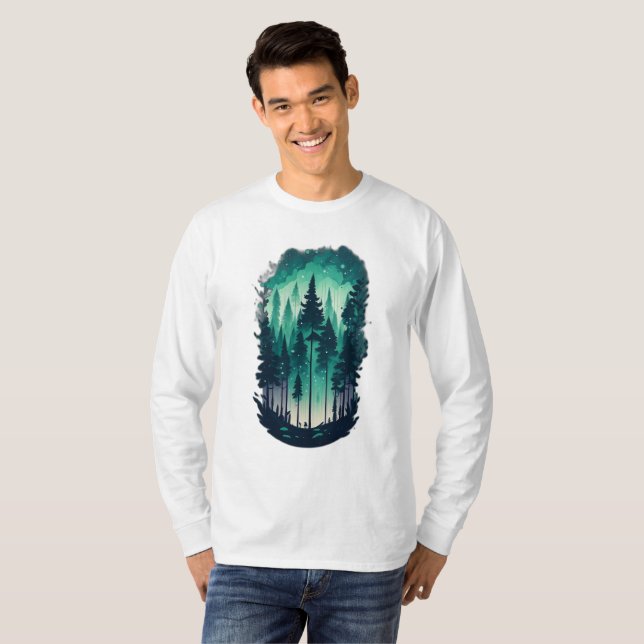Långärmaden gräs Forest Ligcape T Shirt (Hel framsida)