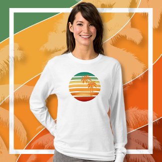 Långärmaden handflatan Träd Sol T Shirt