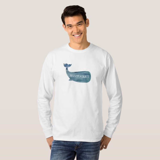 Långärmaden Nantucket Blue Whale Beach T Shirt (Hel framsida)