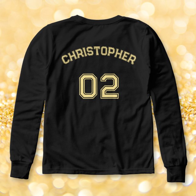 Långärmaden Player Namn Jersey Number Boys Black T Shirt (Player Name Jersey Number Boys Black Long Sleeve Tri-Blend Shirts)