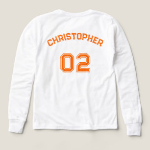 Långärmaden Player Namn Jersey Number Boys White T Shirt