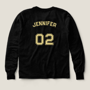 Långärmaden Player Namn Jersey Number Girls Black T Shirt
