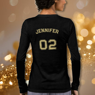 Långärmaden Player Namn Jersey Number Womens Black T Shirt