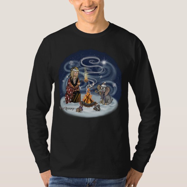 Långärmaden Santa Chris & Wilbur Fireside Friends T Shirt (Framsida)