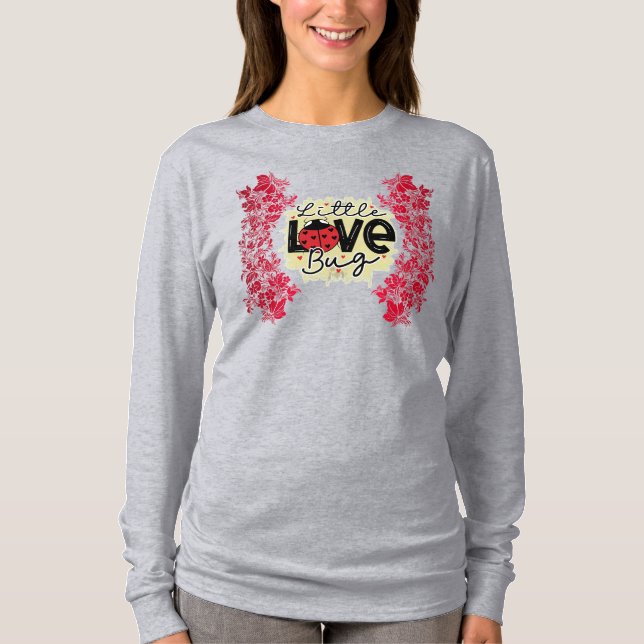 Långärmaden trendig Kryp vid Valentines day T Shirt (Framsida)