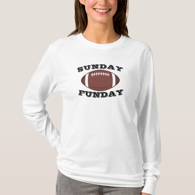 Långärmaden Womens Söndag Funday Football Pun T Shirt (Framsida)