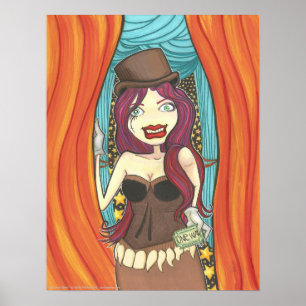 Långbildsflickan Tecknad Fantasy Carnival Biljett Poster