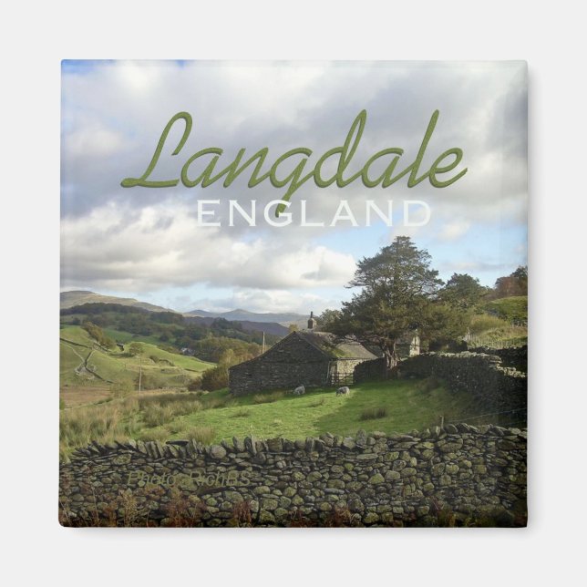 Langdale England Travel Souvenir Magnet (Framsidan)