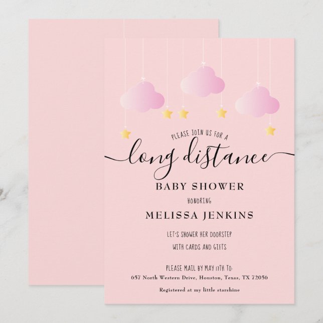 Långdistansdusch / Strö ut per post Inbjudningar (Fram/baksida)