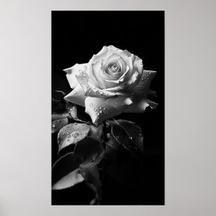 Långdistanserat vit ros B&W-foto Poster